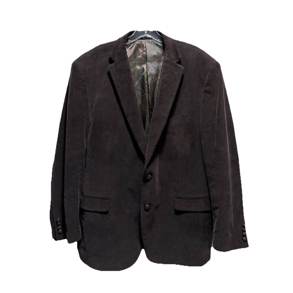 No Tag Brown Corduroy Blazer Shoulder Pads 2 Button Satin Lined Size See Measure